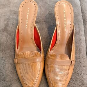 Antonio Melani Brown Mules Vintage Leather Heels